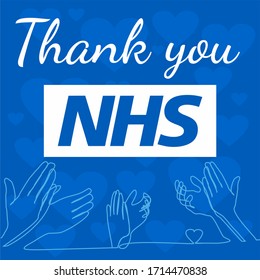 Ilustration Of Clapping Hands And Text Saying Thank  Concept Of Clap For Carers, Round Of Applause For NHS Workers, Staff,  And Volunteers Who Work Hard During Covid-19 Coronavirus Pandemic Outbreak