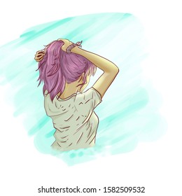 Girl Tie Her Hair Stock Illustrations Images Vectors Shutterstock