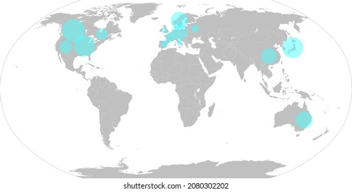 Ilustration Of A World Map Hydrogen Stations For Clean Energy Transition.