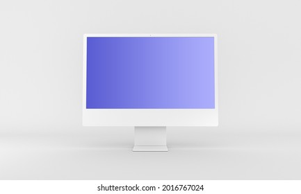 iMac computer Desktop 5K and 4K Display Computer 2021. 3D rendered illustration mockup. Apple computer 2021. Latest iMac desktop computer.