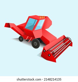 Image 3d Illustration Red Combine Harvester