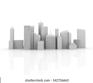 Image Of 3d Render Of City Scape With Skyscraper