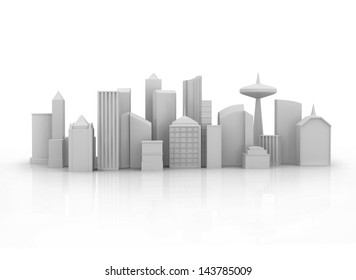 Image Of 3d Render Of City Scape With Skyscraper