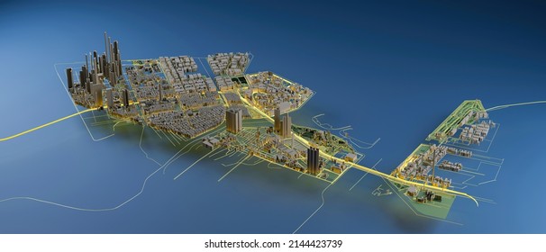 Image Of 3d Render Of City Scape