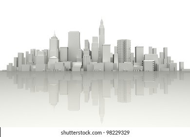 Image Of 3d Render Of City Scape With Skyscraper