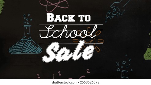 Image of back to school text over mathematical equations and science icons. Global education and digital interface concept digitally generated image. - Powered by Shutterstock