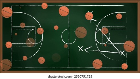 Image of basketballs over drawing of game plan. sports and competition concept digitally generated image. - Powered by Shutterstock