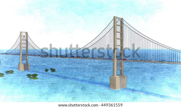 Image Big Bridge
sea with cars 3D
rendering