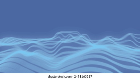 Image of blue waves of data processing over blue background. Global connections, computing and data processing concept digitally generated image.