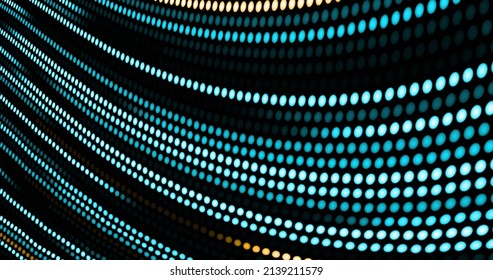 Image Of Blue And Yellow Dotted Light Trails Moving In Hypnotic Motion On Seamless Loop. Light, Colour And Movement Concept Digitally Generated Image.