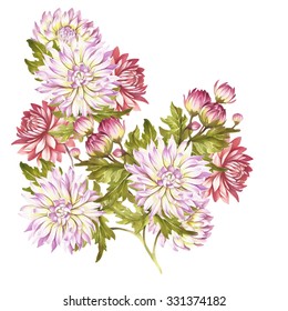 Image Bouquet Of Chrysanthemum. Watercolor