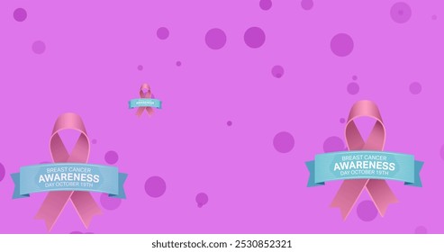 Image of breast cancer awareness text over pink breast cancer ribbons. breast cancer positive awareness campaign concept digitally generated image. - Powered by Shutterstock