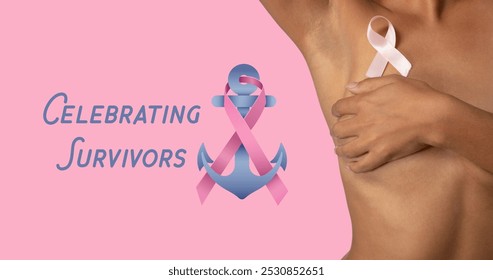 Image of breast cancer awareness text over biracial woman. breast cancer positive awareness campaign concept digitally generated image. - Powered by Shutterstock