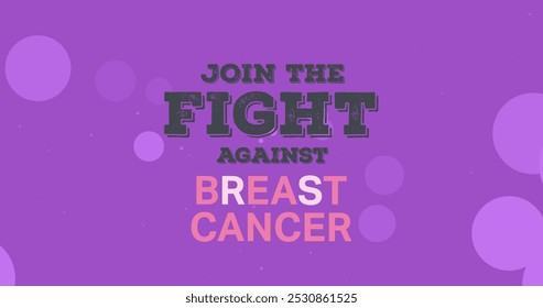 Image of breast cancer awareness text with light spots on purple background. breast cancer positive awareness campaign concept digitally generated image. - Powered by Shutterstock