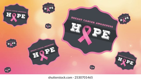 Image of breast cancer awareness texts on pink background. breast cancer positive awareness campaign concept digitally generated image. - Powered by Shutterstock