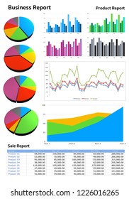Image of business and report with graph chart and white background