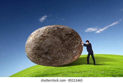 727 Man pushing boulder Images, Stock Photos & Vectors | Shutterstock