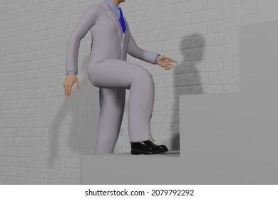 Image of a businessman stepping up.3D rendering illustration.