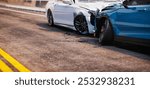 Image of a car accident that occurred on the stomach. 3d render and illustration.