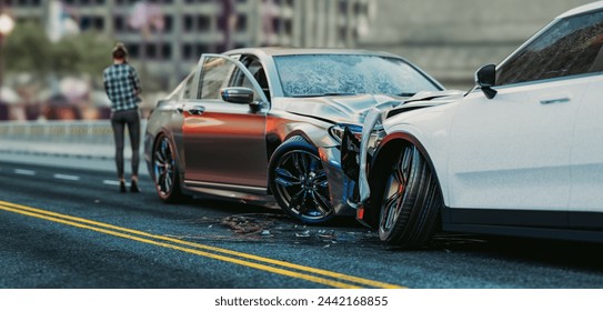 Image of a car accident that occurred on the stomach. 3d render and illustration. - Powered by Shutterstock