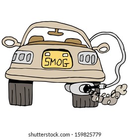 An Image Of A Car Getting A Smog Check.