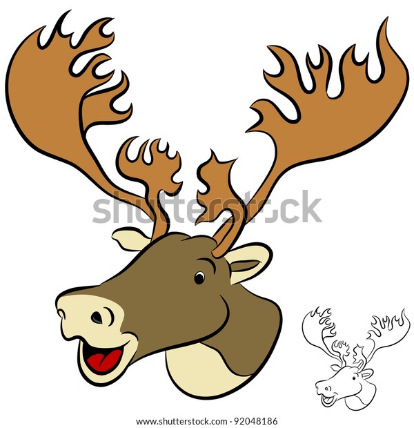 Image Cartoon Caribou Face Stock Illustration 92048186 | Shutterstock