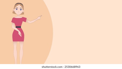 Image of caucasian businesswoman making presentation on orange background. Communication and business concept digitally generated image. - Powered by Shutterstock