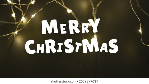 Image of christmas greetings text over christmas fairy lights. Christmas, festivity, tradition and celebration concept digitally generated image. - Powered by Shutterstock