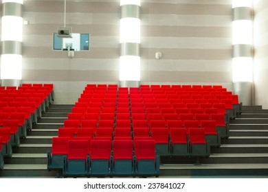 Image Of Cinema Auditorium With Red Seats