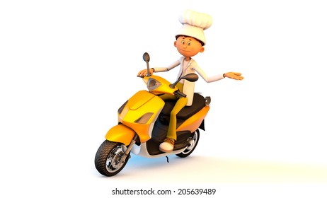 The image of the cook on a motorcycle - Powered by Shutterstock