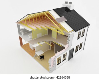 Image of a cross section view of an energy efficient new home