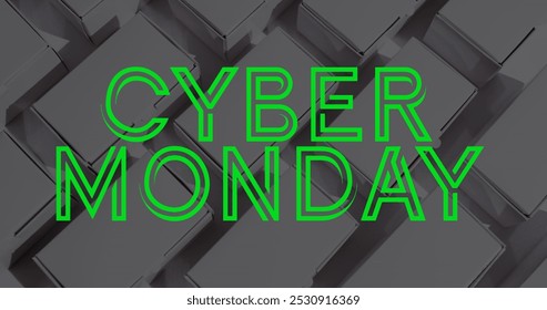 Image of cyber monday text over gift boxes. Sales, retail, cyber shopping, digital interface, communication, computing and data processing concept digitally generated image. - Powered by Shutterstock