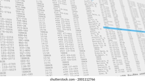 Image of data processing on white and blue computer screen. global technology, programming and computing concept digitally generated image.