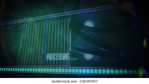 Image Of Data Processing Over Computer Server Cables. Global Technology, Connections And Digital Interface Concept Digitally Generated Image.