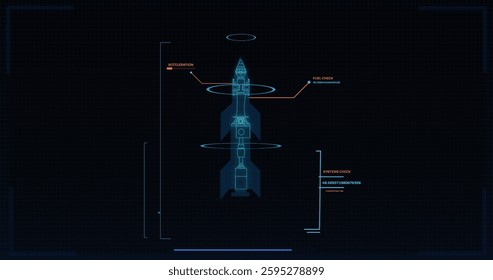 Image of data processing over rocket blueprint. Global technology and digital interface concept digitally generated image. - Powered by Shutterstock - Get 15% off with code: PIKWIZARD15