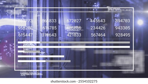 Image of data processing over server room. Global technology, computing and digital interface concept digitally generated image. - Powered by Shutterstock