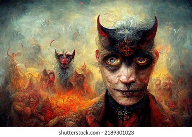 Image of devil, Illustration, drawing, digital art style