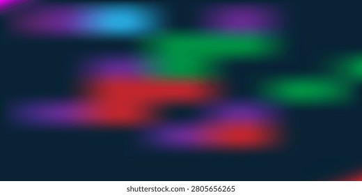 The image displays a blurry abstract background with a dark base color There are several colorful blurry shapes in purple green red and blue hues scattered across the image The shapes are not defined and blend into one another The overall effect is one of softness and ambiguity The image has a dreamy ethereal quality to it The colors are muted and blended together There are no distinct objects or features