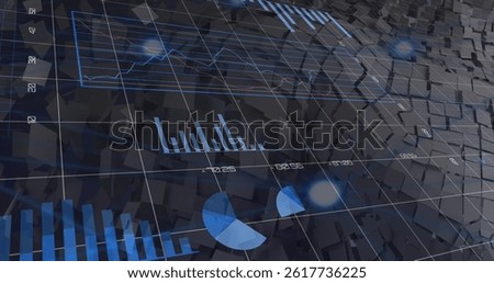 Image of diverse data and graphs on digital screen. global business, finance, economy and technology concept digitally generated image.