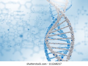 Image Of DNA Strand Against Colour Background