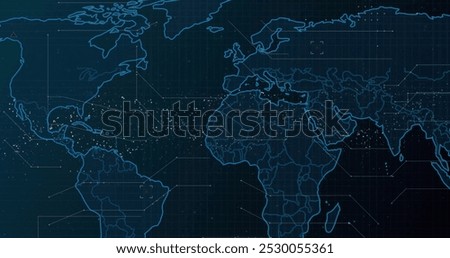 Image of dna strand over data processing and world map. Global science, research, connections, computing and data processing concept digitally generated image.