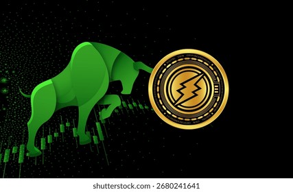 Image of electroneum-etn virtual currency on digital background. 3D drawings.