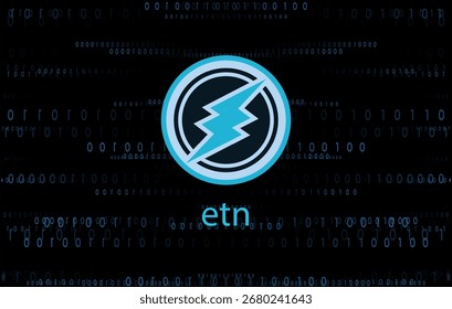 Image of electroneum-etn virtual currency on digital background. 3D drawings.