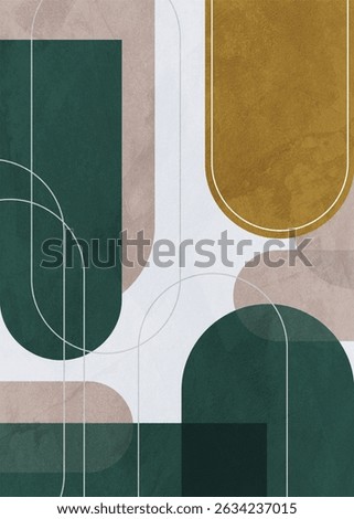 The image features an abstract composition of geometric shapes in a variety of bold colors. Not created by AI