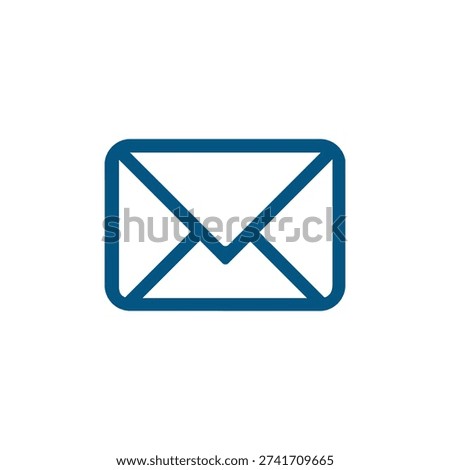 The image features a blue envelope icon with a clean, minimalist design. The envelope is depicted in a flat, two-dimensional style with a solid blue fill color and a white interior. The envelope is slightly tilted to the right, giving it a dynamic yet simple appearance. The image is isolated on a white background, making the blue envelope stand out prominently. This icon is suitable for various commercial uses, such as web design, app interfaces, and marketing materials.