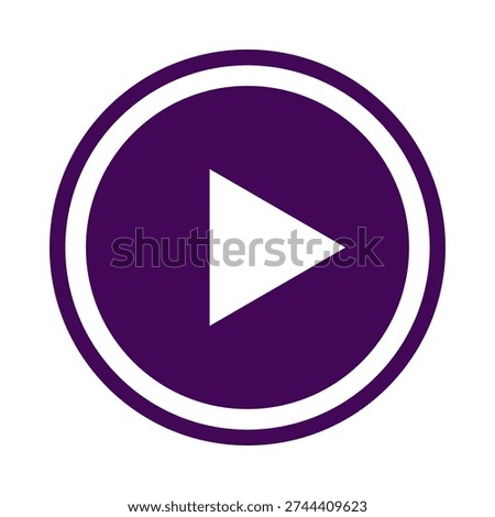 The image features a circular icon with a vibrant purple play button in the center, surrounded by a white border and background. The play button is a universally recognized symbol for starting or playing media content.