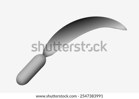 The image features an icon of a shape that likely represents a machete. Machetes are typically large, heavy-duty knives often used for cutting through thick vegetation or for agricultural purposes.