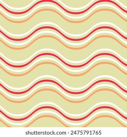 The image features a light cream background with brightly colored wavy lines crossing horizontally. These lines create a smooth, consistent wave pattern that enhances the sense of movement. - Powered by Shutterstock