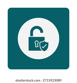 The image features an open lock symbol inside a shield. The lock is depicted with a keyhole and an open shackle, indicating security and access. The shield suggests protection and safety. The overall design emphasizes secure access and safeguarding.