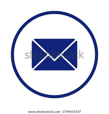 The image features a simple and clean design of a blue envelope icon positioned in the center of a blue circle. The background is white, providing a stark contrast to the blue elements. The envelope icon is universally recognized as a symbol for communication, messages, or mail.